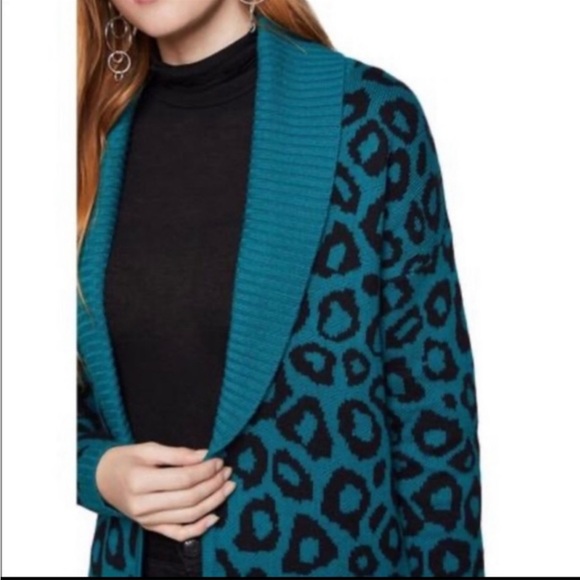BCBG Generation Animal Leopard Print Long Duster Cardigan - Picture 7 of 11